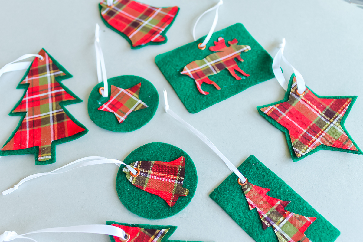 plaid christmas tree decorations