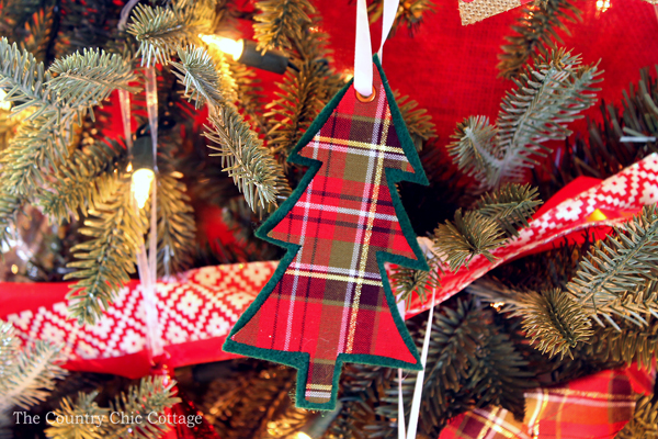 plaid christmas tree ornament