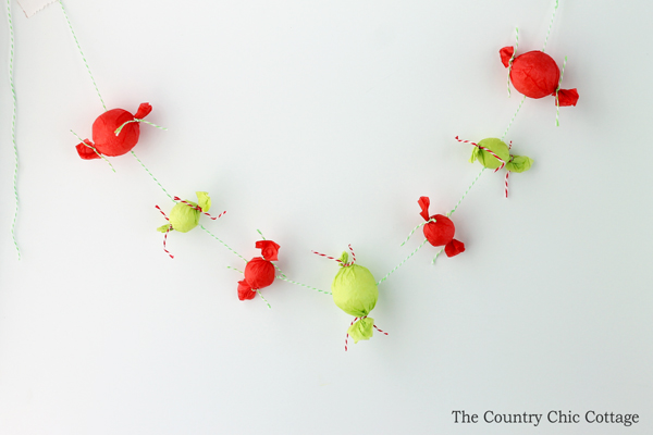 Christmas candy garland made from tissue paper