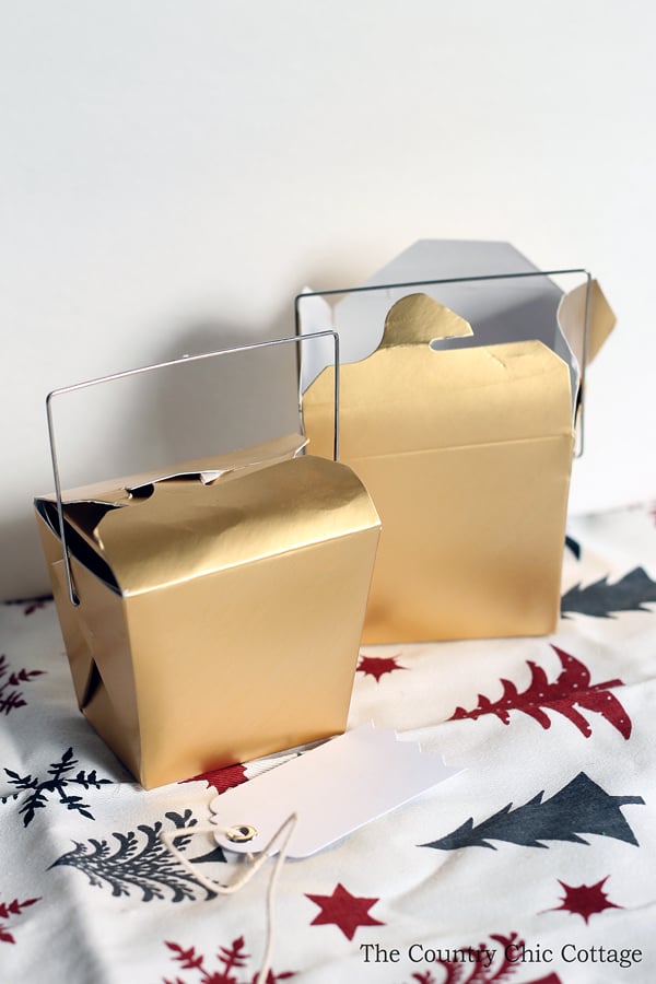 gold takeout boxes for edible gifts