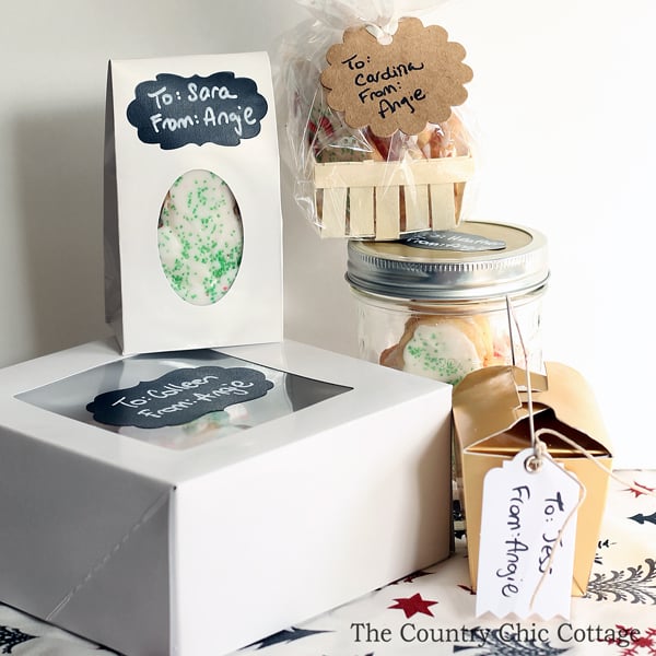 four examples of wrapped edible gifts