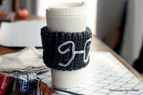 monogram coffee cup sleeve