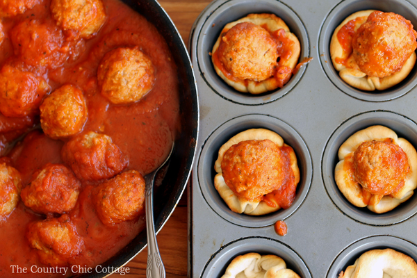 Make this meatball appetizer recipe for your next party! Serve up individual portions of a meatball sub with this fun idea!