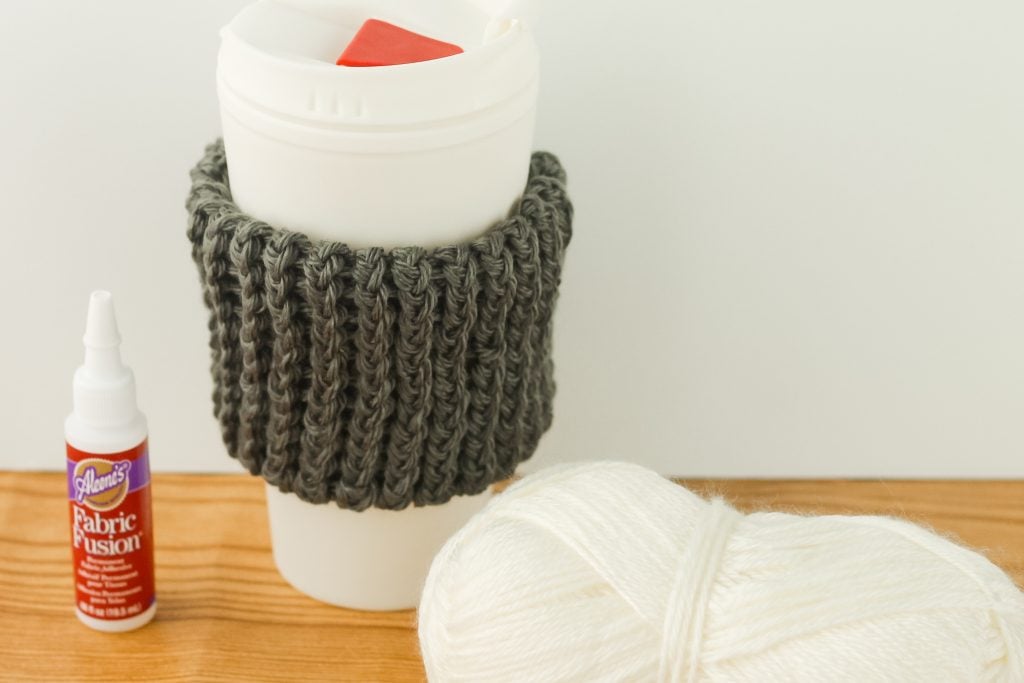 fabric glue and yarn for knit sleeve