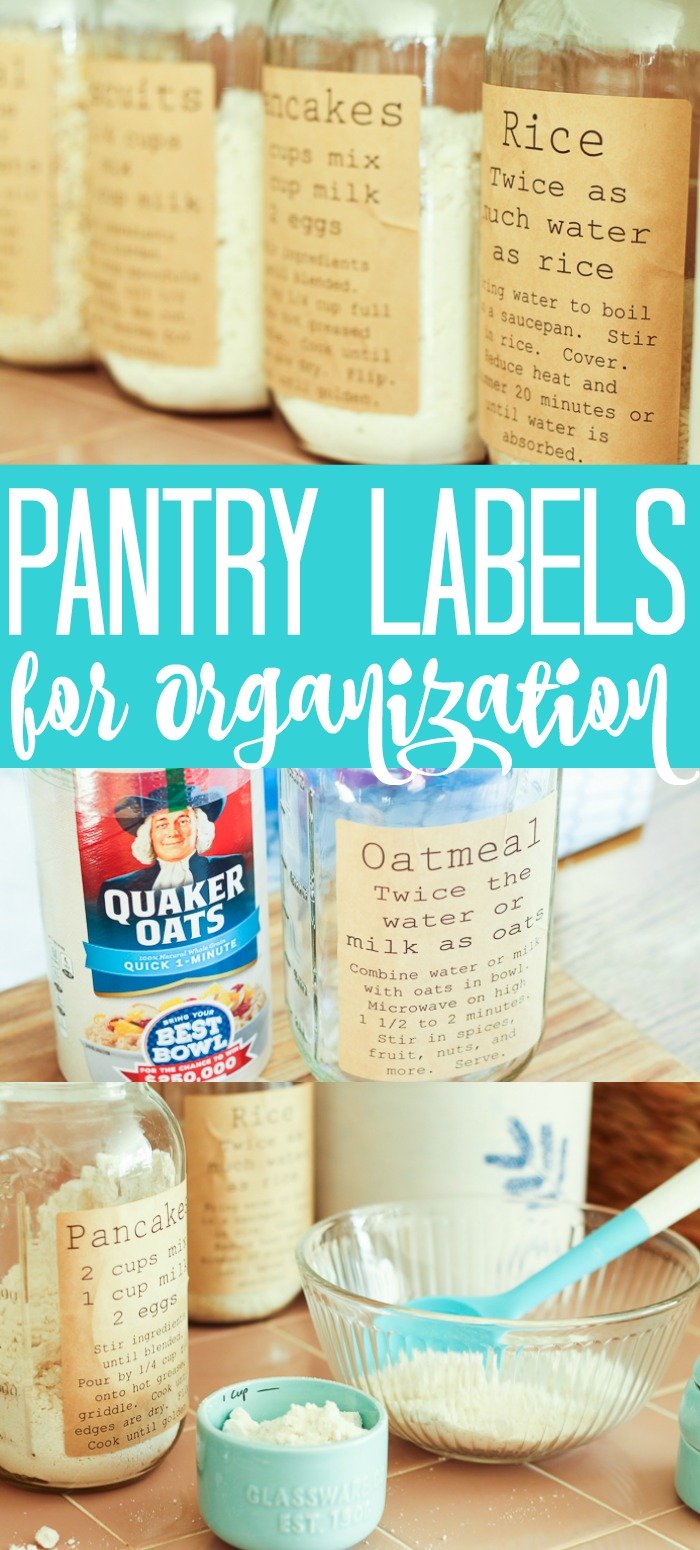 These free printable pantry organization labels are perfect for your kitchen! Pantry organization has never been easier or cuter than adding these labels to mason jars! #pantry #organization #kitchen #kitchenorganization #organized #labels #masonjars #organize #jar #freeprintable #printable #labels