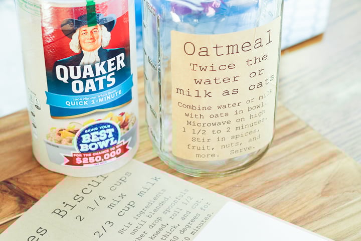 oatmeal pantry label for mason jar