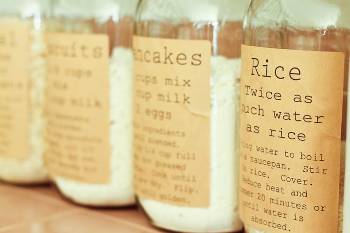 organizing pantry ingredients with mason jars