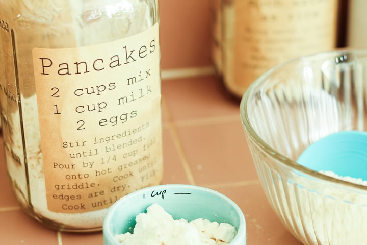 pancake mix label on mason jar