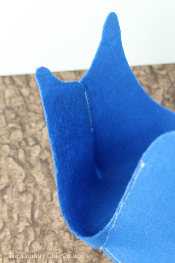 sewing felt whale tails together