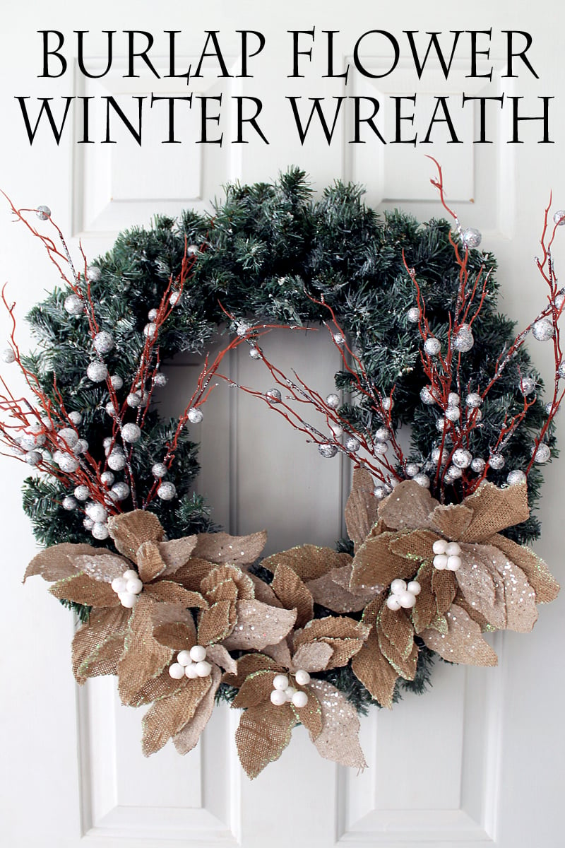 Make this burlap flower wreath for your home! A great addition to your winter home decor!