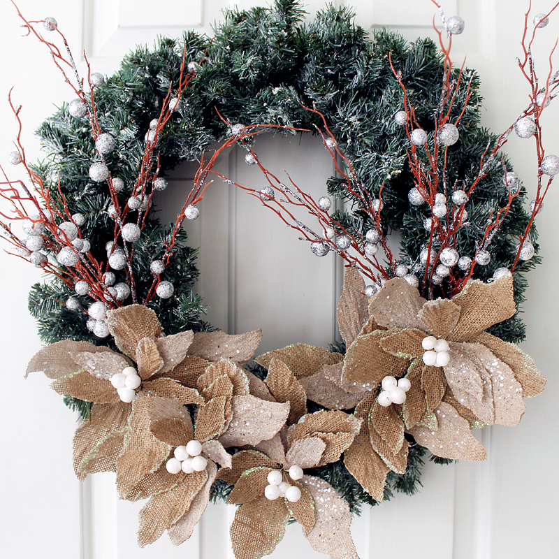 Make this burlap flower wreath for your home! A great addition to your winter home decor!