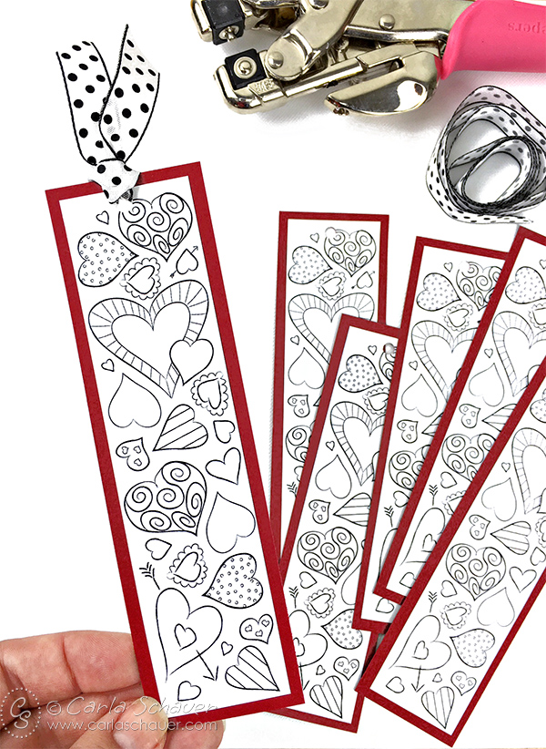 Quick and easy Valentine's Day craft ideas - colorable bookmarks.