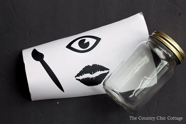 jar with make up labels
