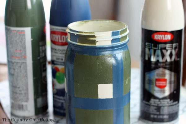 adding blue spray paint