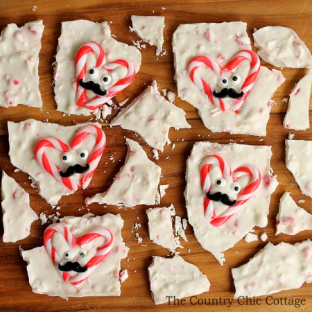 Make this Valentine's Day chocolate bark in just seconds! A delicious peppermint flavored bark using leftover candy canes!