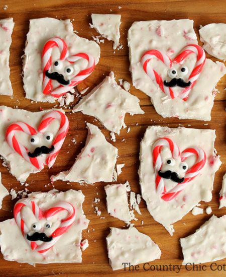 Make this Valentine's Day chocolate bark in just seconds! A delicious peppermint flavored bark using leftover candy canes!