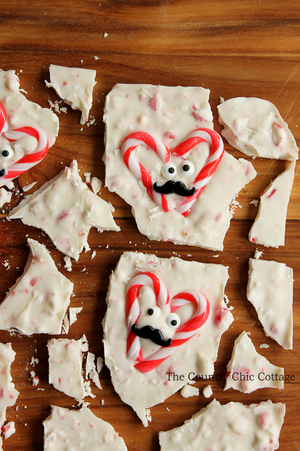 Make this Valentine's Day chocolate bark in just seconds! A delicious peppermint flavored bark using leftover candy canes!