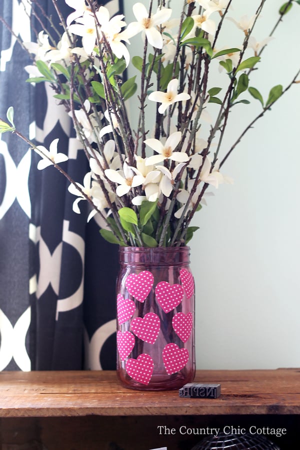 Valentine's Day mason jar with flowers