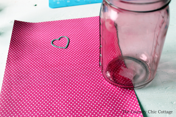 Supplies to make a valentines, mason jar