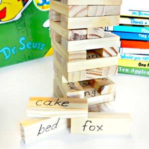 Dr. Seuss Reading Game Jenga by Mad in Crafts