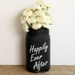 Make this chalkboard mason jar vase in just minutes for your wedding! A fun way to add centerpieces to the tables!