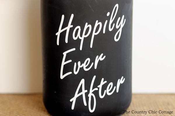 chalkboard mason jar vase closeup