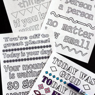 Print these free Dr. Seuss coloring pages! Quotes from Seuss himself on fun coloring pages that are perfect for kids and adults! If you love adult coloring pages, you will love these!