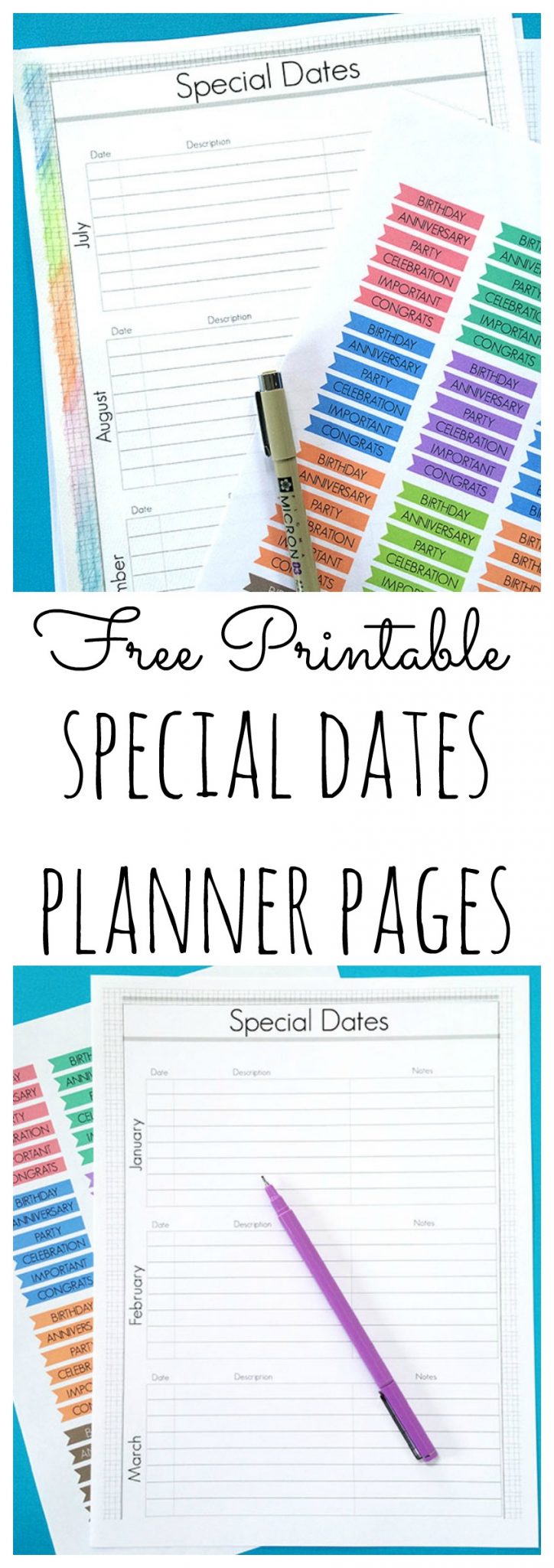 Print these special dates planner pages for free and never miss another birthday or anniversary! Perfect printable to get you organized this year!