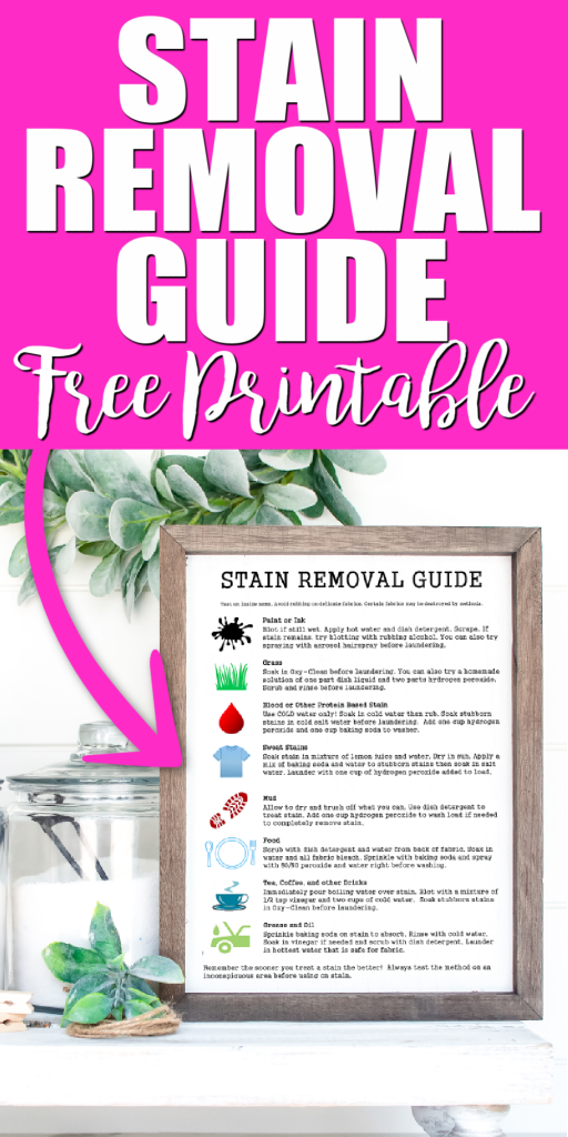stain removal chart printable