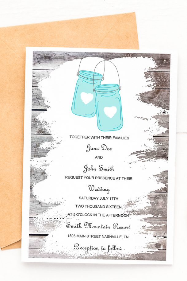 Free Printable Mason Jar Invitations | The Country Chic Cottage
