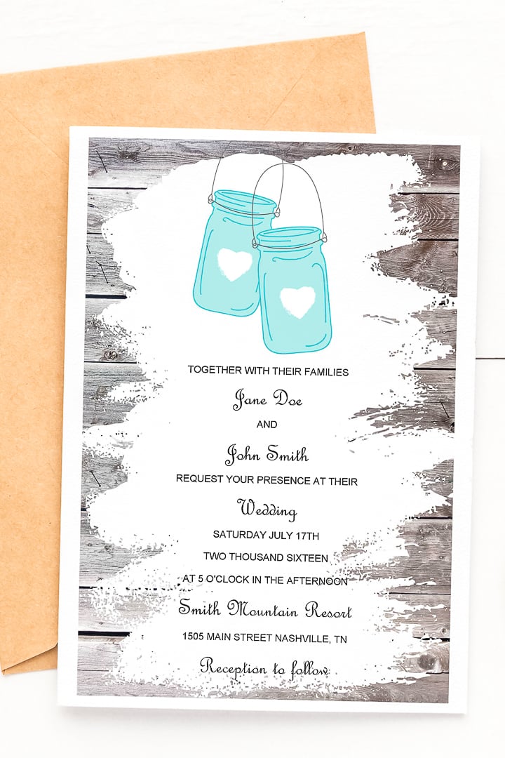 invitations de mariage rustique imprimable