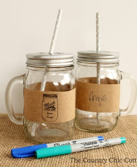 mason jars with markers and name labels