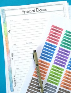 Printable Special Dates Planner Pages - Angie Holden The Country Chic ...