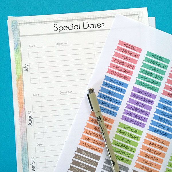 Print these special dates planner pages for free and never miss another birthday or anniversary! Perfect printable to get you organized this year!