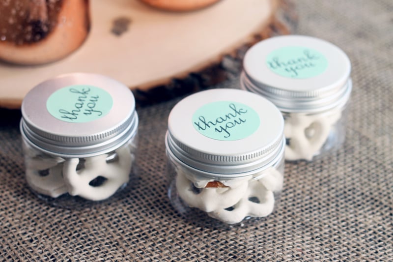 Three mason jar wedding favors