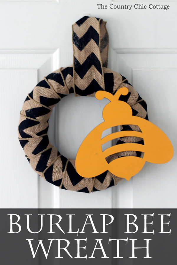 Make this burlap bee spring wreath! It only takes minutes and you have a gorgeous burlap wreath for your door!