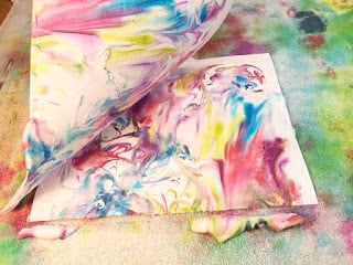 shaving cream marbled paper 