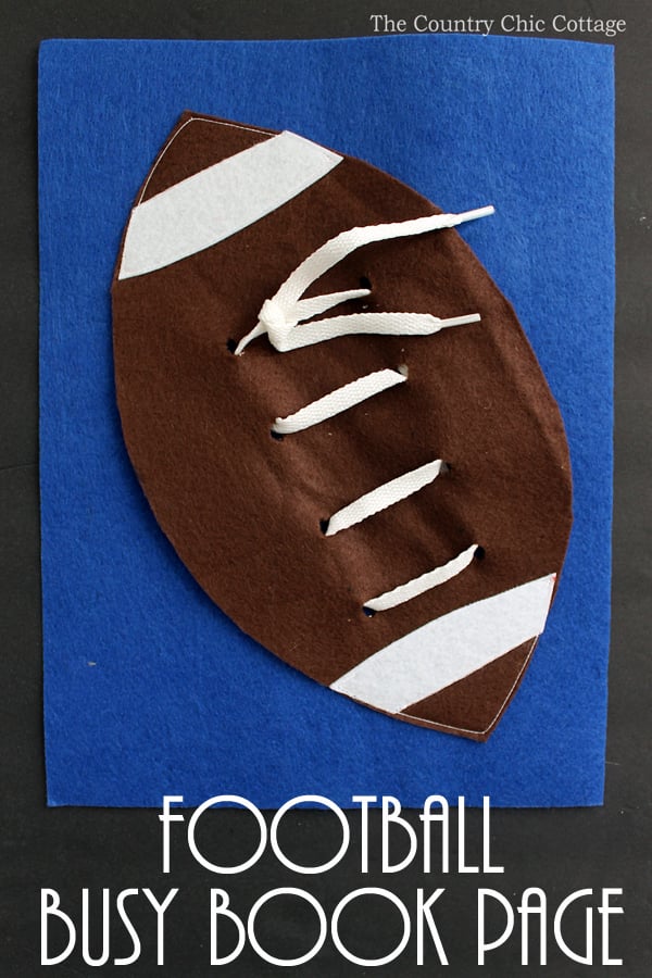 Kids can learn how to tie with this fun football busy book page! A great felt craft idea that includes the pattern for creating your own!