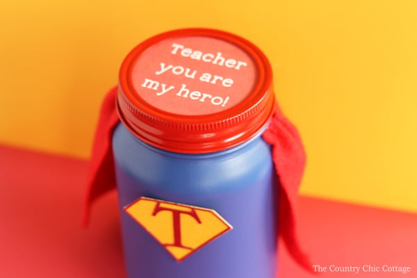 top of superhero mason jar