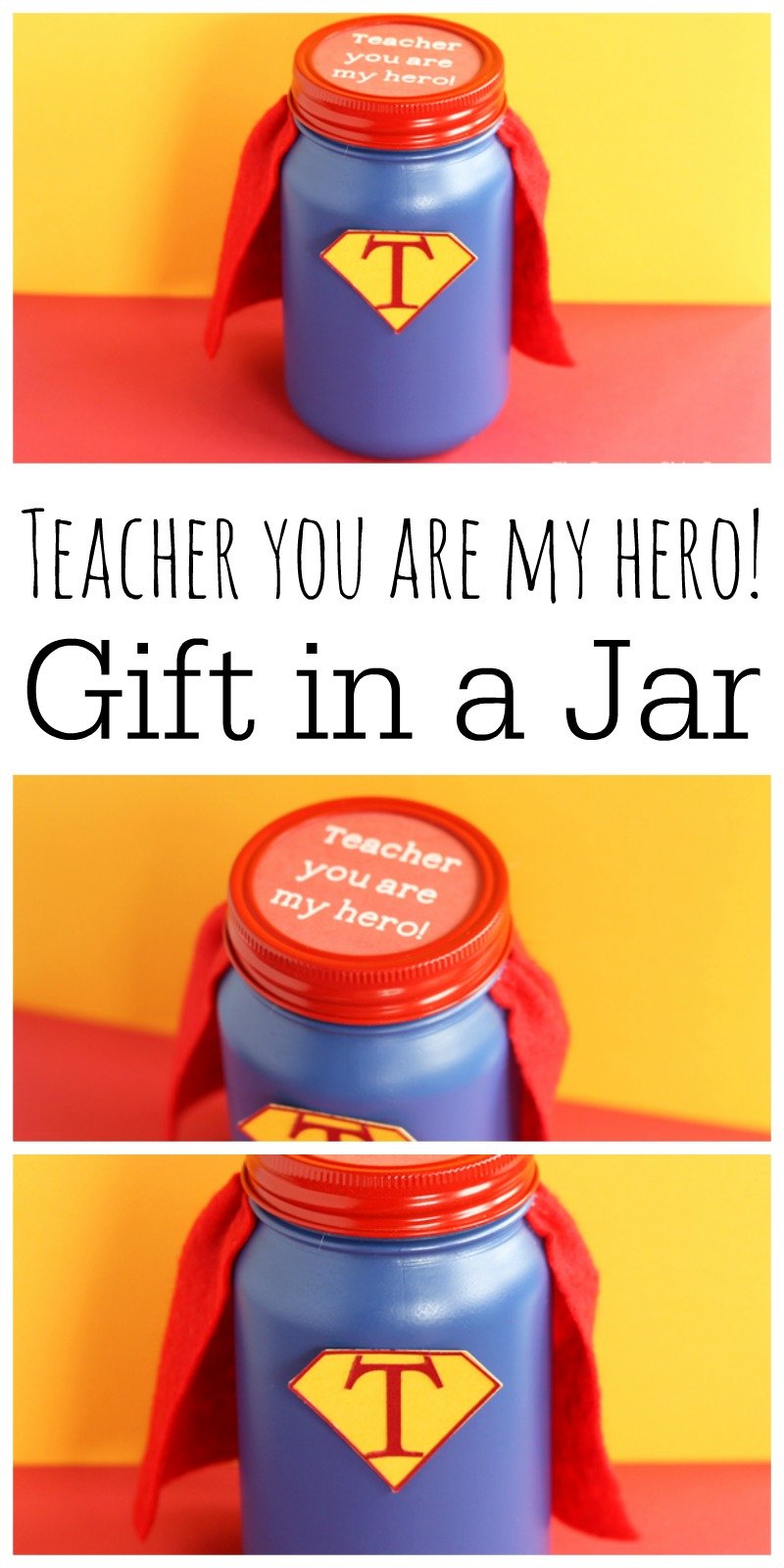 superhero gift in a jar pinnable image