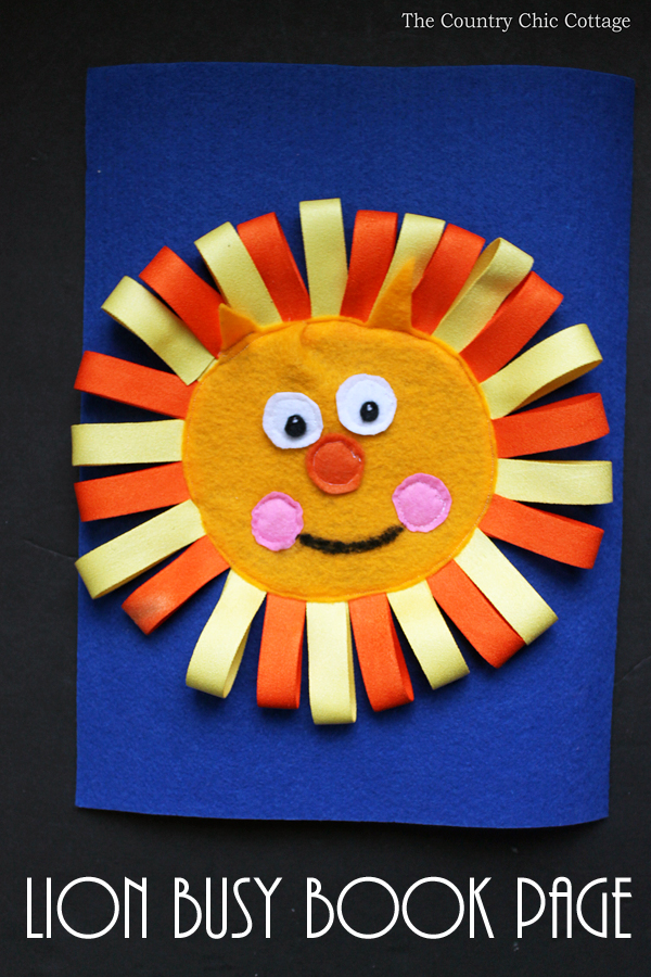 Learn how to make a lion busy book page from felt! A busy book is a great handmade gift for babies and toddlers!