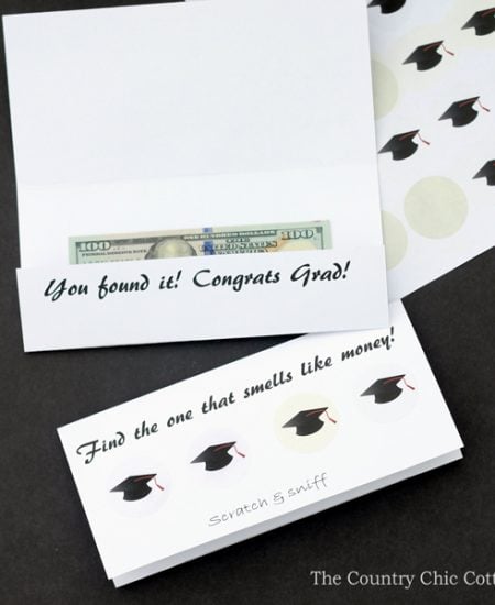 Make your own graduation card with this simple method! A scratch and sniff graduation card can be made in minutes with these free printables and instructions!