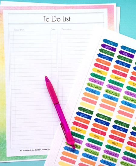 Printable Planner Page To-Do- List designed by Jen Goode