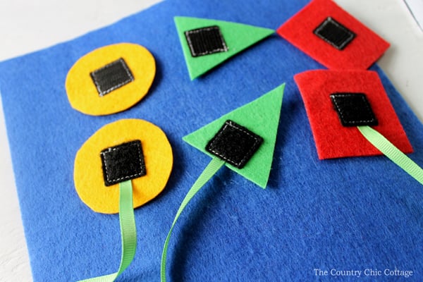 sewing velcro to felt shapes 