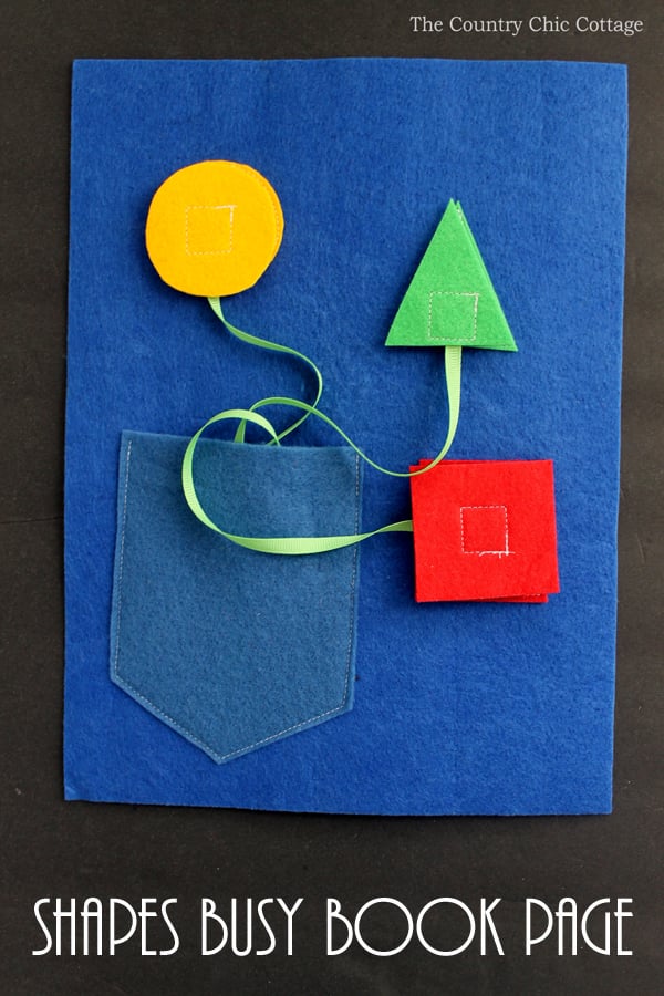 Make your own shapes busy book page! A busy book is a great handmade gift for babies and toddlers!