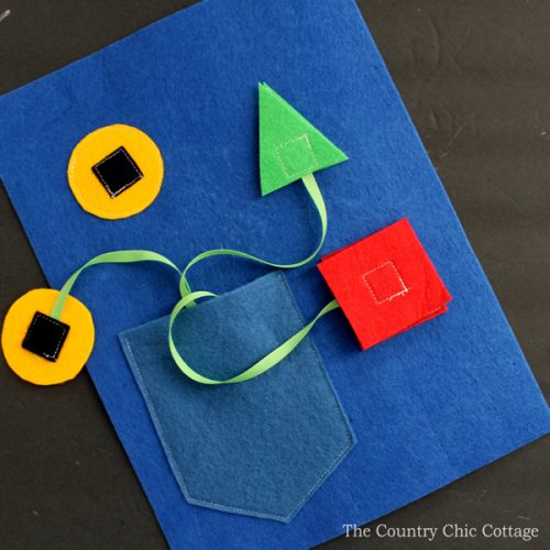 Make your own shapes busy book page! A busy book is a great handmade gift for babies and toddlers!