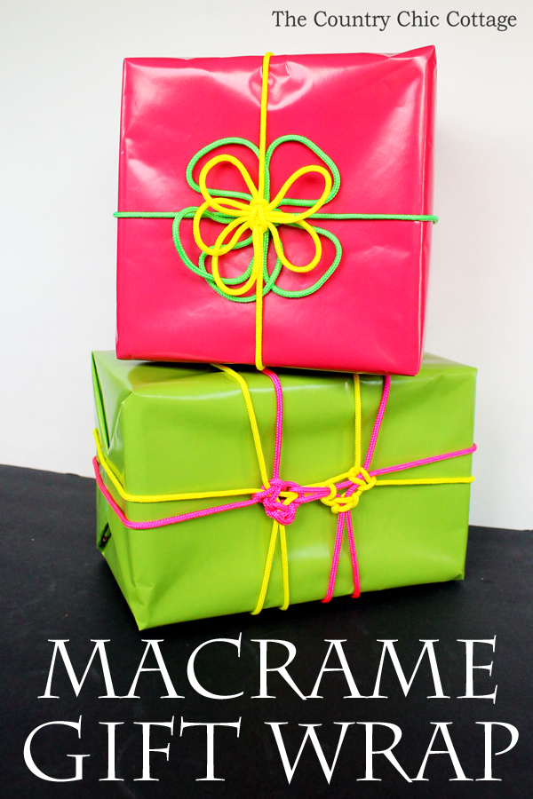Add this DIY macrame gift wrap to any gift that you are giving! A quick and easy craft idea!