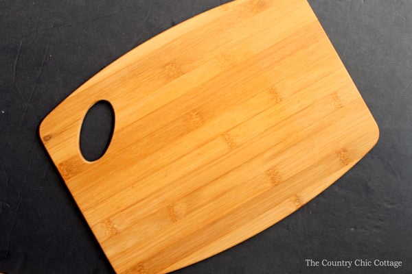 Cutting board on table