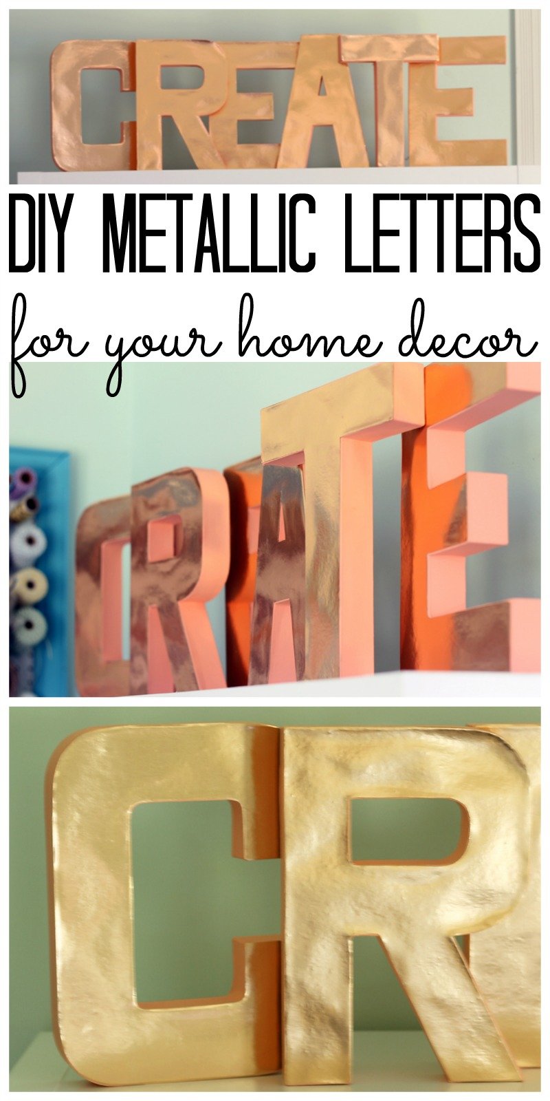 Make some metallic paper crafts with these DIY metallic letters. Yes you can buy paper that has a metallic sheen and cover monogram letters for your home!