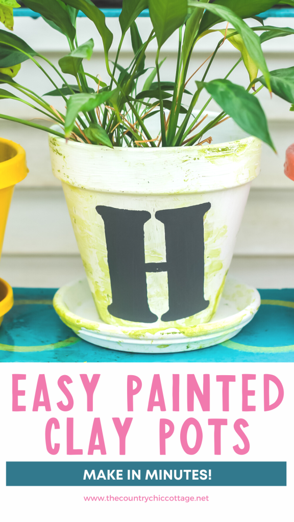 painted monogram flower pot